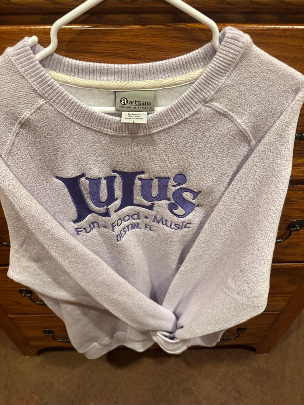 Artisan Lavender Crewneck Sweater with Purple Lulu's Logo